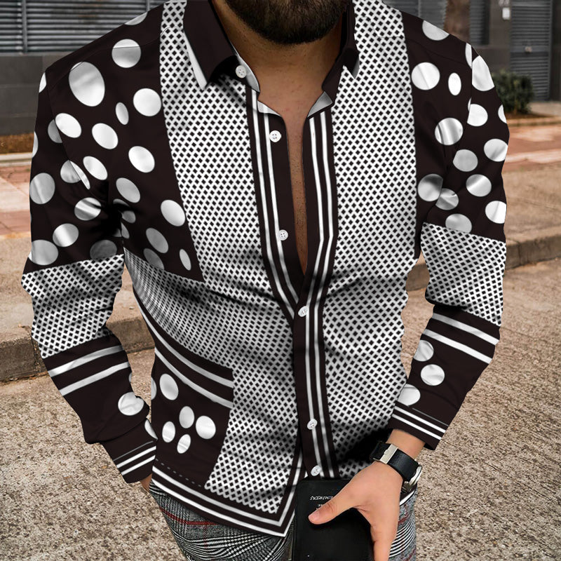 Men Long Sleeve Jacket With 3D Patchwork Print