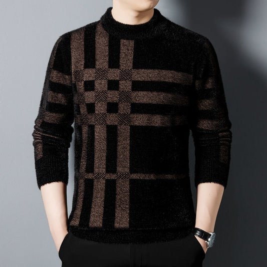 Casual All-matching Striped Thickened Knitting Top For Men