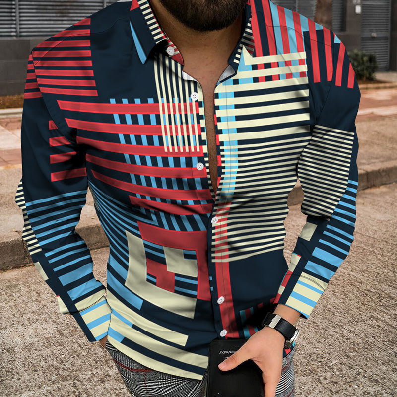 Men Long Sleeve Jacket With 3D Patchwork Print