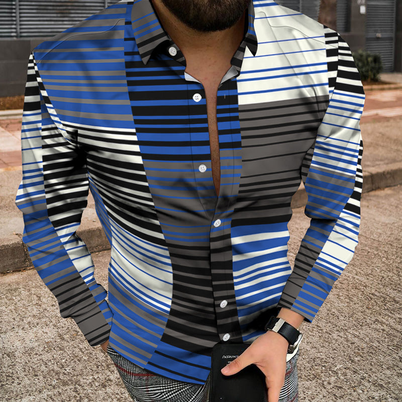 Men Long Sleeve Jacket With 3D Patchwork Print